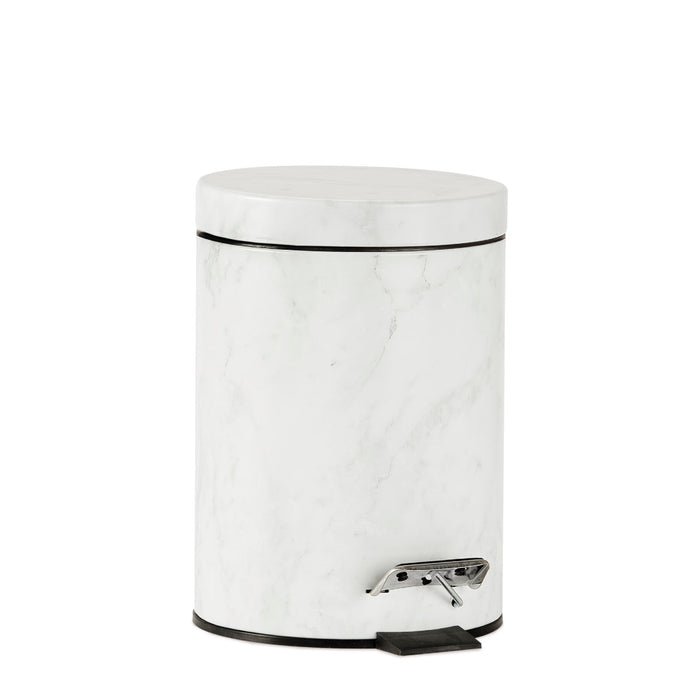 ANDREA HOUSE BA72131 Papelera clásica marmolizada de metal blanco para baño