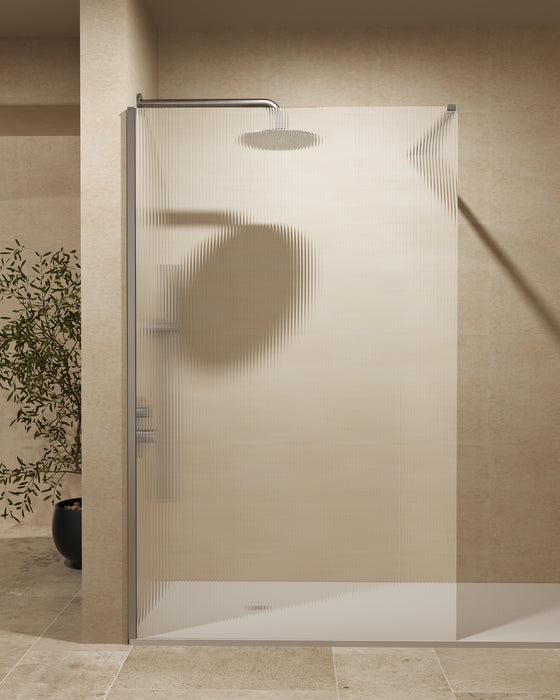 SB_X SCREEN WAVES Mampara Fijo Ducha 8 MM Niquel Cepillado Vidrio Acanalado