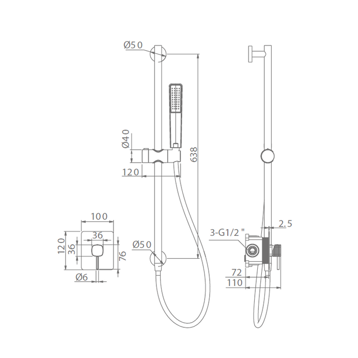 IMEX SMF065/NQ FIRENZE-SASSARI Conjunto Ducha Monomando Niquel