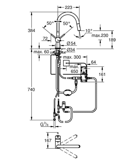 GROHE 31 358 002 Minta Touch Monomando de fregadero electrónico de 1/2" cromo