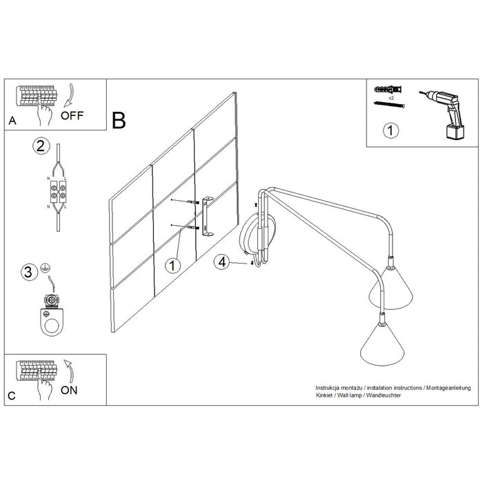 SOLLUX SL.2506 Aplique de pared NOX 2 blanco con interruptor