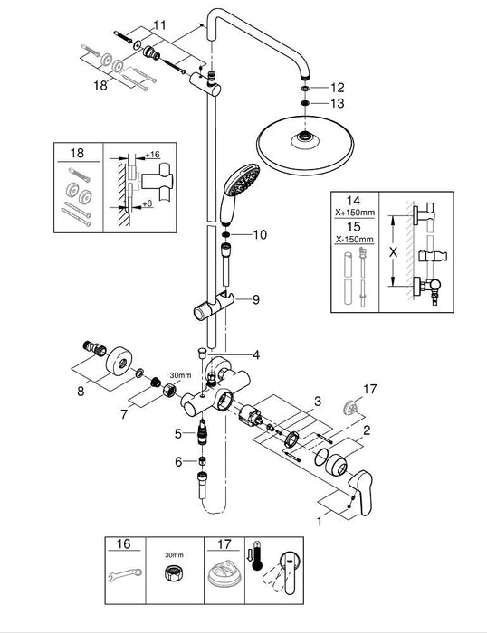 GROHE 26 675 001 TEMPESTA System 250 Sistema de ducha con inversor Cromo