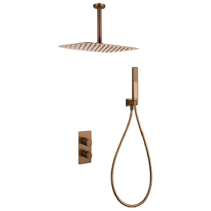 IMEX GTS069/ORC FIRENZE-SASSARI Conjunto Grifería Termostatica Empotrada Oro Rosa Cepillado