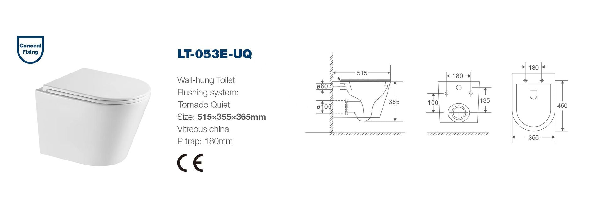 AQUORE 388968 TURÍN Inodoro Suspendido Tornado Blanco Mate
