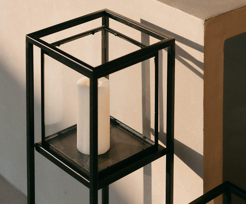 ANDREA HOUSE AX71539 Portavelas Pie Metal Negro 23x23x71,5 CM