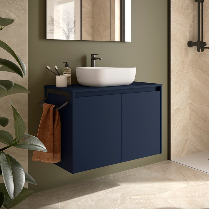 SALGAR NOJA Mueble de Baño con Tapa Encimera 2 Puertas Color Azul Mate