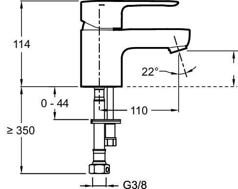 Jacob Delafon E16027-4ND-CP JULY Monomando de lavabo de cuerpo liso