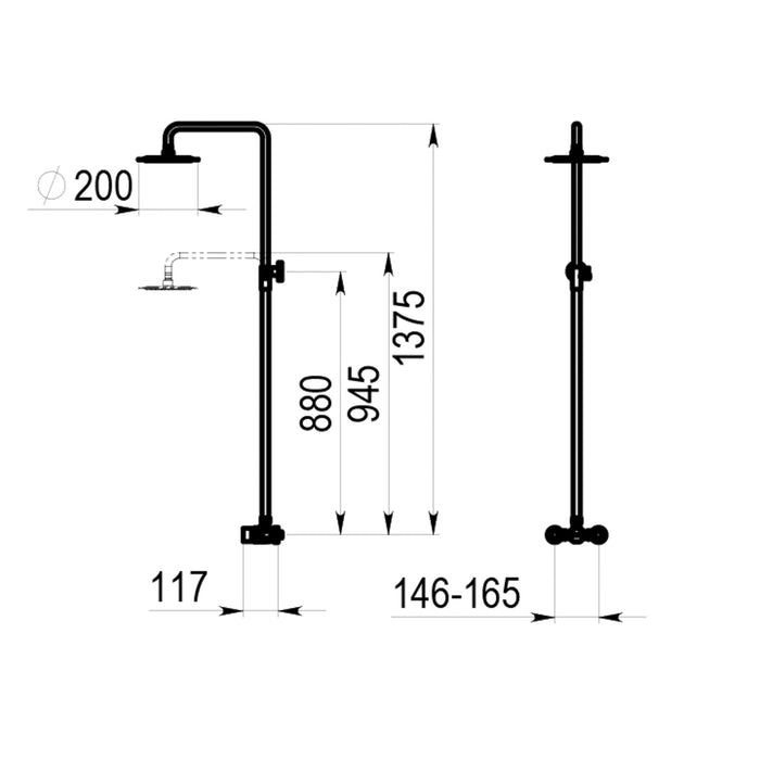 PRESTO 35950 Conjunto Alpa 90 arte con rociador Ø200 mm inox (con racores) Cromo