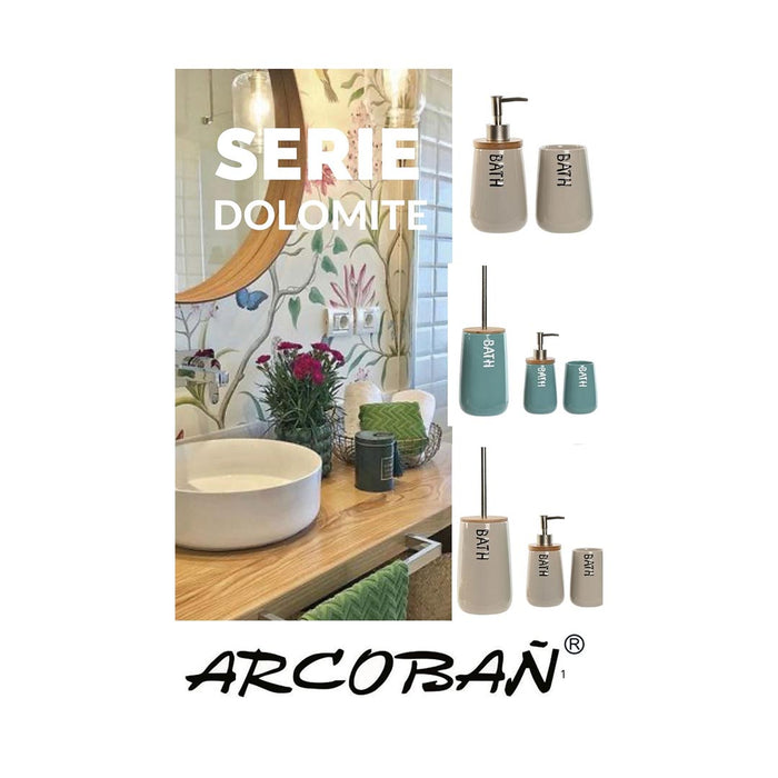 ARCOBAÑ FCESDOSGRESB DOLOMITE  Lote Escobillero + Dosificador/dispensador + Vaso Beige