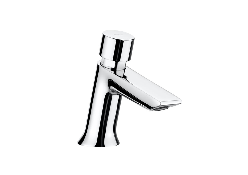ROCA A5A4277C00 INSTANT Timed Flow Shelf Sink Faucet with Push Button and Flow Limiter Chrome