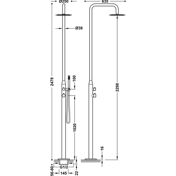 TRES 13499507 Columna De Ducha Exterior Jardín Acero Inox 316