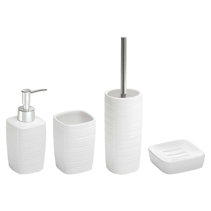 GEDY KY990200000 Set 4 Piezas (Dosificador, Portacepillos, Jabonera, Escobillero) Blanco