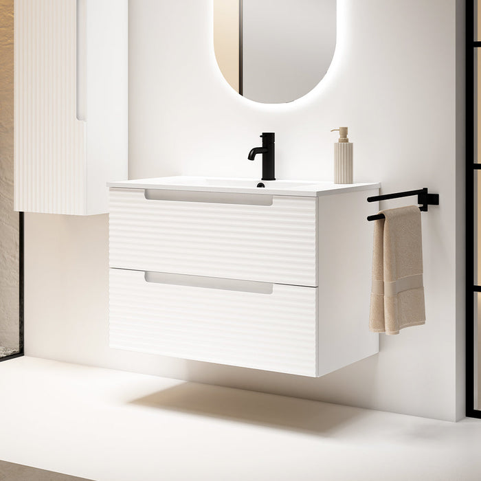 VISOBATH KYOTO Mueble de Baño con Lavabo 2 Cajones Suspendido Blanco Ada Mate