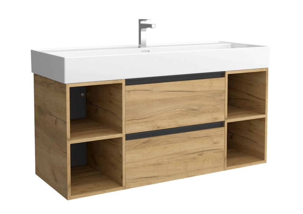 SALGAR 116040 BEQUIA PLUS METAL Mueble de Baño 1 poza Porcelana 120cm Roble