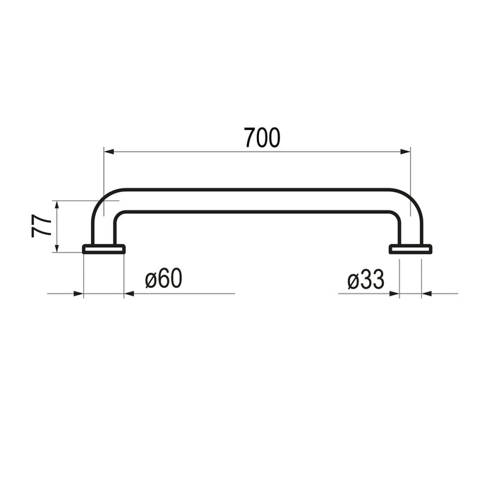 PRESTO 78573 Barra de apoyo recta 700 mm inox Acero inoxidable brillante