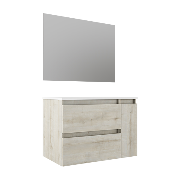 VISOBATH BOX Conjunto Mueble de Baño Izquierda 2C+1P Suspendido Abedul