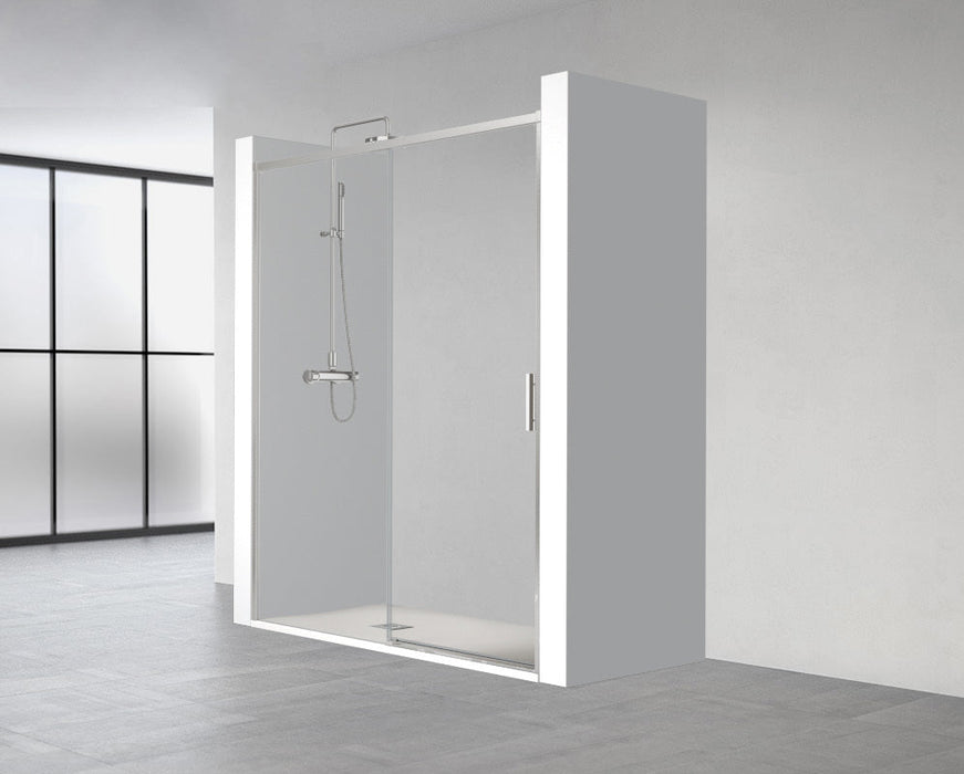 PROFILTEK SALMA Sliding Screen Silver Bright Profile Transparent Glass