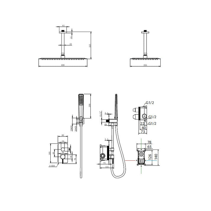 IMEX GPA068/BGM TOSCANA-AREZZO Monomando Conjunto Empotrado Black Gun Metal