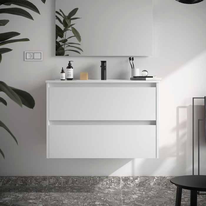 SALGAR NOJA Mueble de Baño con Lavabo 2 Cajones Color Blanco Mate