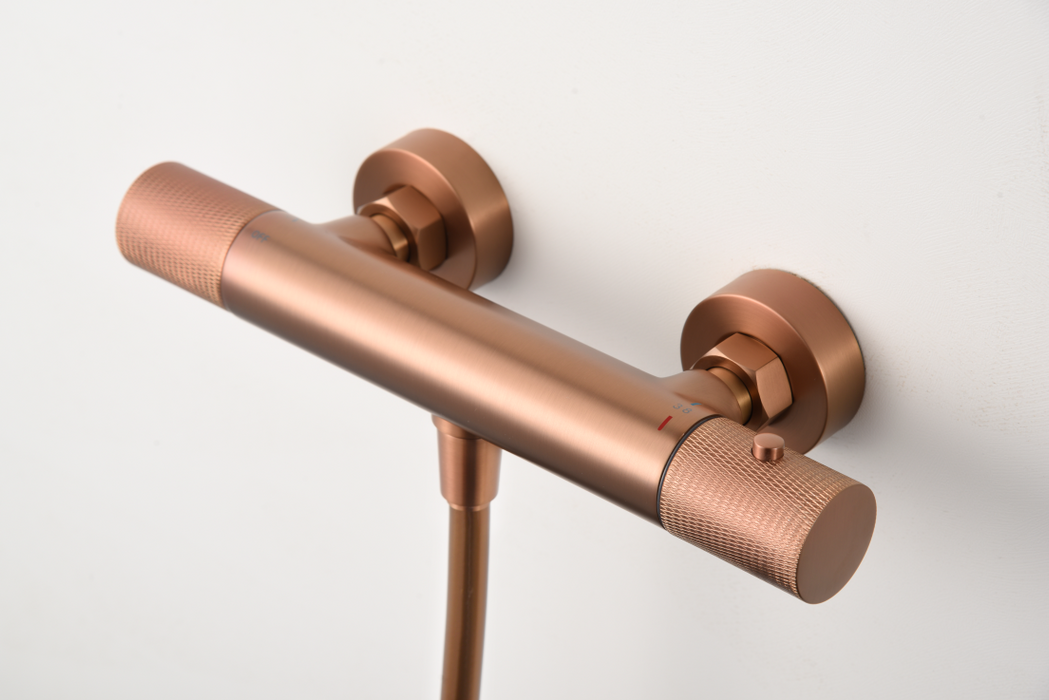 IMEX BTD038-5ORC LINE Kit Ducha Termostático Oro Rosa Cepillado