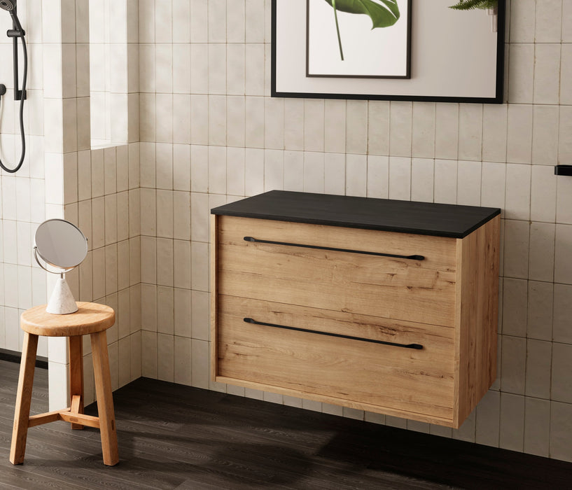 BATHME LENNOX TAP Bathroom Cabinet without Sink with Ostippo Ebony Oak Countertop