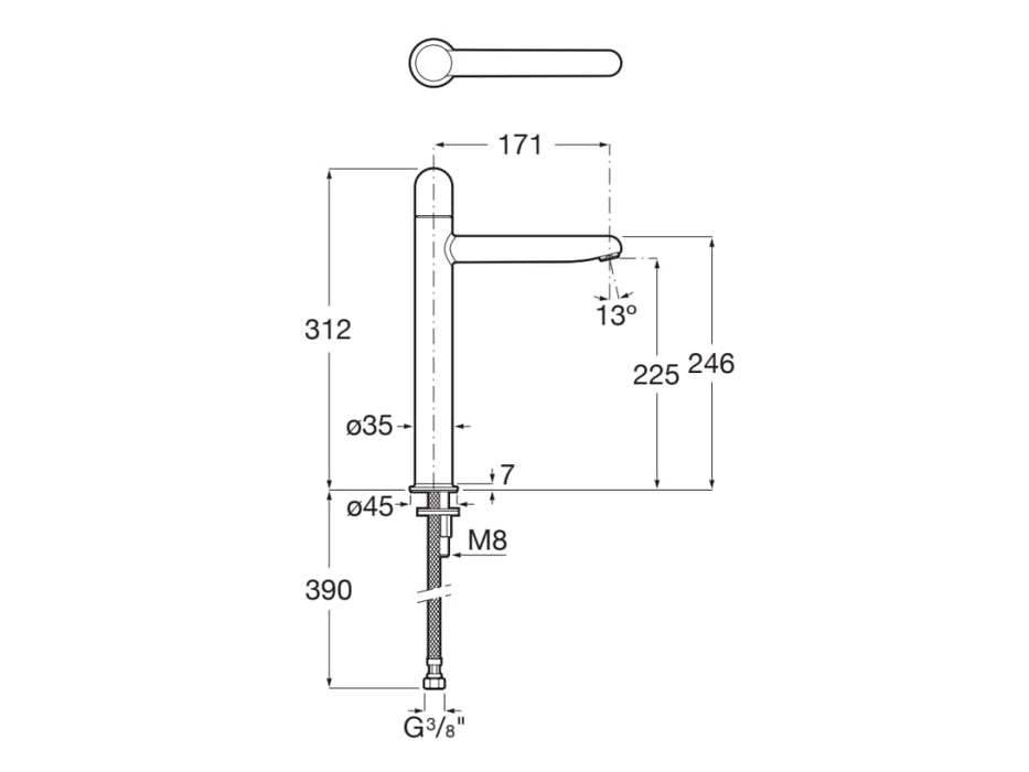 ROCA A5A3X3FP20 NU Grifo Monomando Lavabo Caño Alto Cold Start Maneta Dome Verde Menta