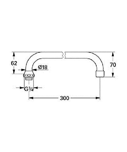 GROHE 13 034 000 Tubular Spout Swivel U-Shaped Atlanta 300 mm