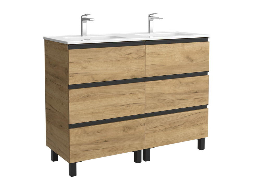 SALGAR BEQUIA METAL Mueble 3C Lavabo Constanza 120 cm Roble