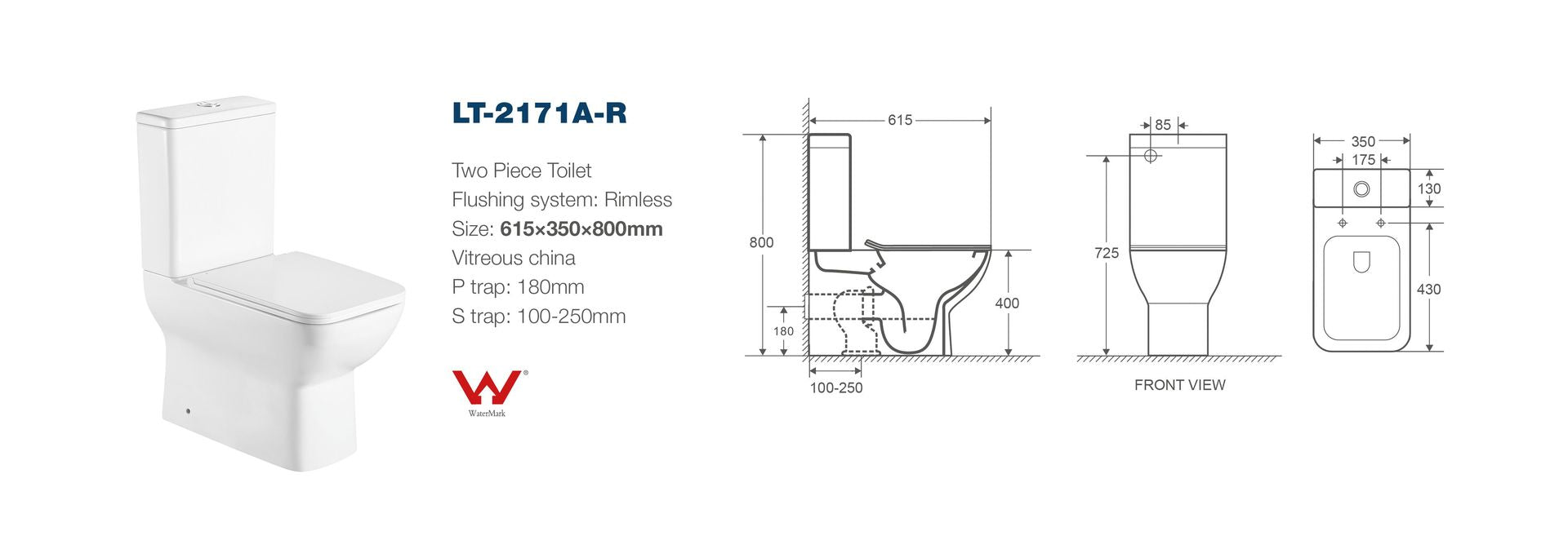 AQUORE 010272 CRETA Pack Inodoro BTW Compacto Blanco
