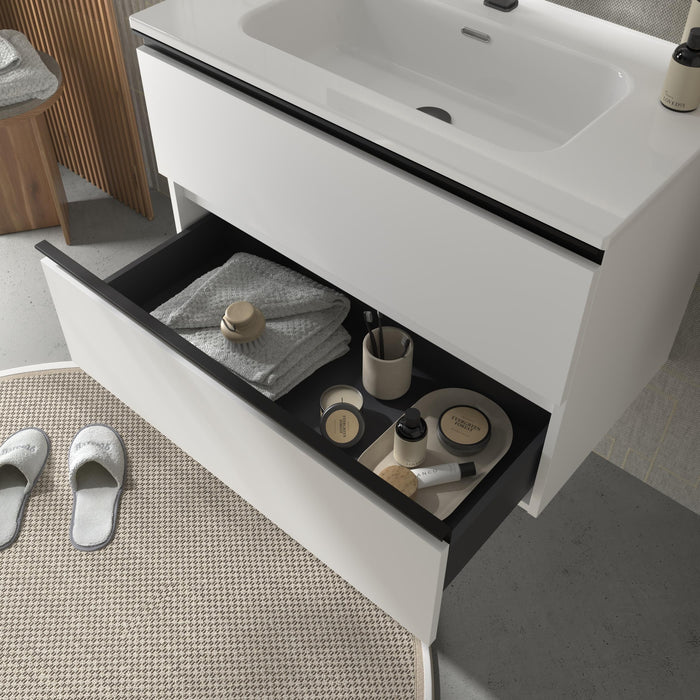SALGAR 115925 BEQUIA METAL Mueble de Baño 2 pozas Porcelana 120cm Blanco Mate