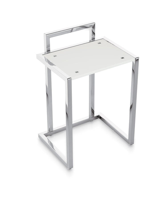 BELTRAN 2019 STOOL Square Bench Chrome/White With Solid Surface Backrest