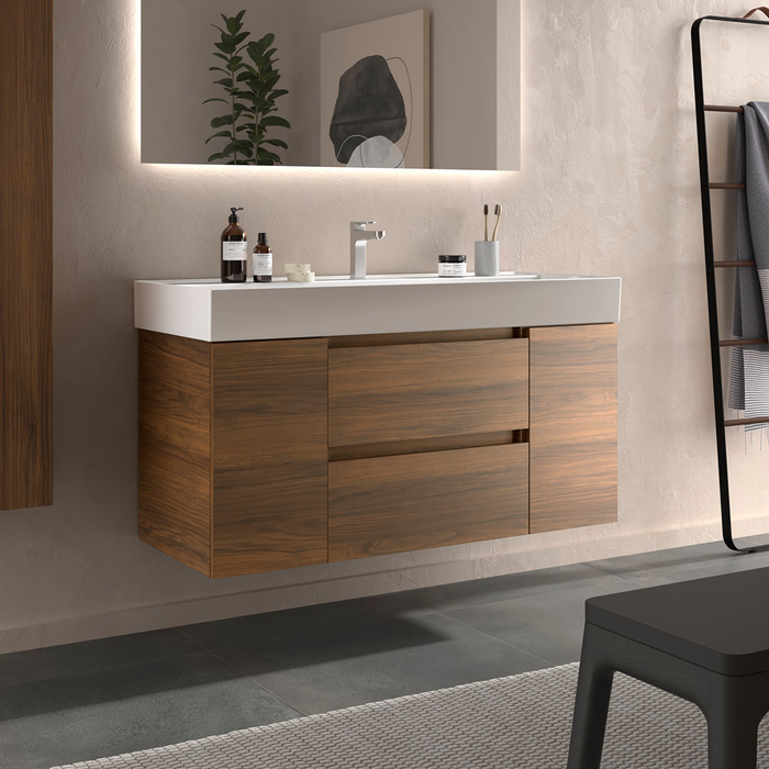 SALGAR 110524 BEQUIA Bathroom Cabinet with Sink 120 cm 2 Drawers 2 Doors Nogal Maya