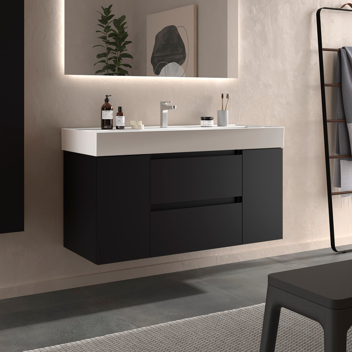 SALGAR 110523 BEQUIA Mueble de Baño con Lavabo 120 cm 2 Cajones 2 Puertas Negro Mate