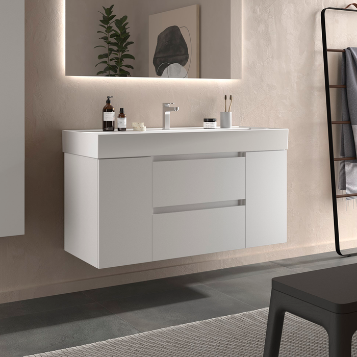 SALGAR 110522 BEQUIA Mueble de Baño con Lavabo 120 cm 2 Cajones 2 Puertas Blanco Mate