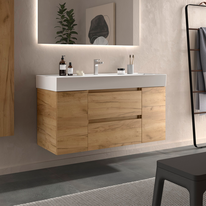 SALGAR 110525 BEQUIA Mueble de Baño con Lavabo 120 cm 2 Cajones 2 Puertas Roble África