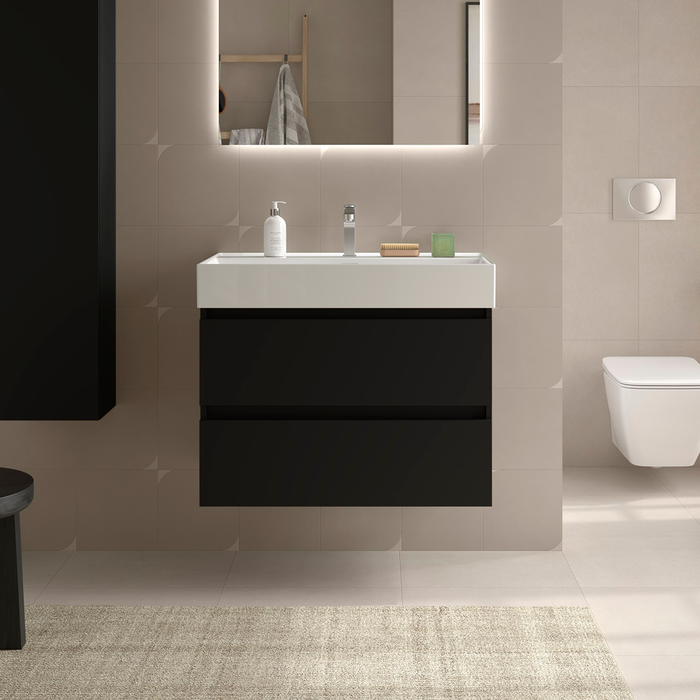 SALGAR BEQUIA Mueble de Baño con Lavabo Veneto Color Negro Mate