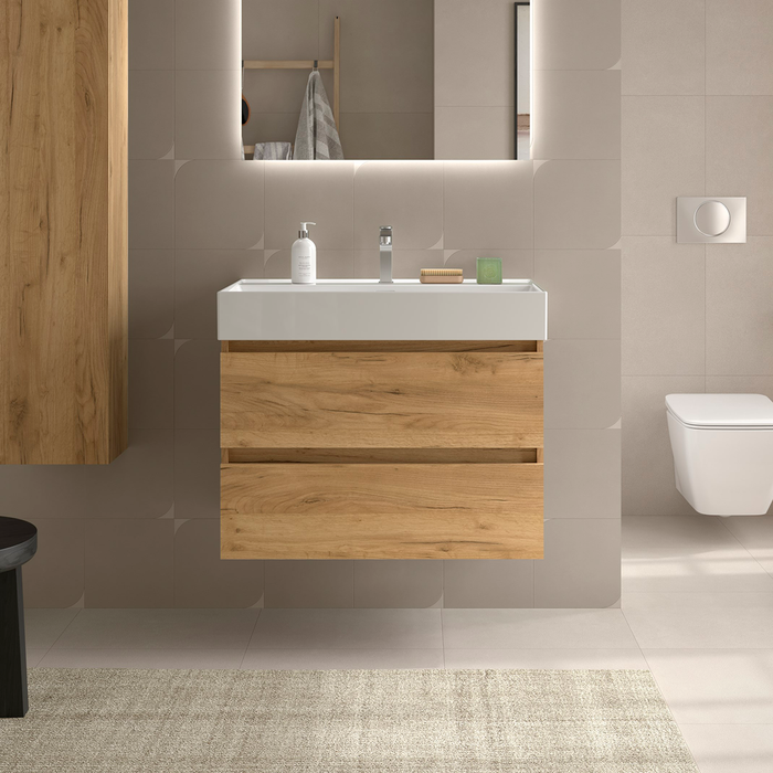 SALGAR BEQUIA Bathroom Cabinet with Veneto Sink Color Roble África