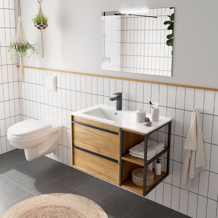 SALGAR ATTILA 850 Conjunto Mueble De Baño Con Coqueta Derecha Color Roble África