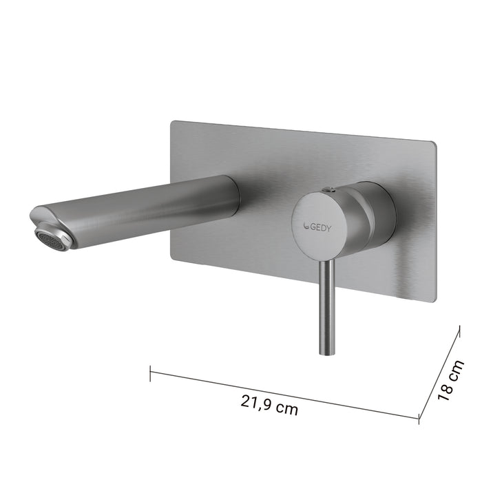 GEDY MXGA0738000 GARDA Grifo de pared para lavabo cepillado