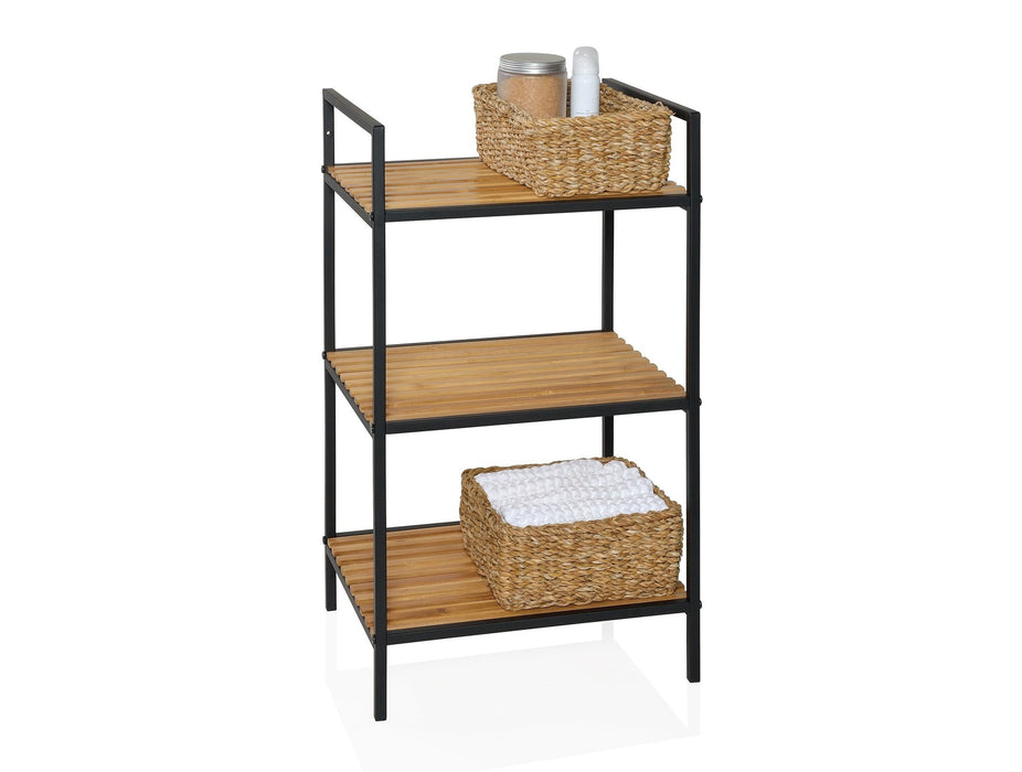 ANDREA HOUSE BA69091 Estantería 3 Estantes Metal Negro Bambu