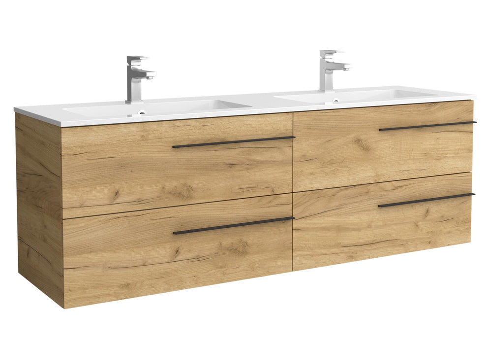 SALGAR 116084 YARA Mueble de Baño 2 pozas Solid Surface 160cm Roble