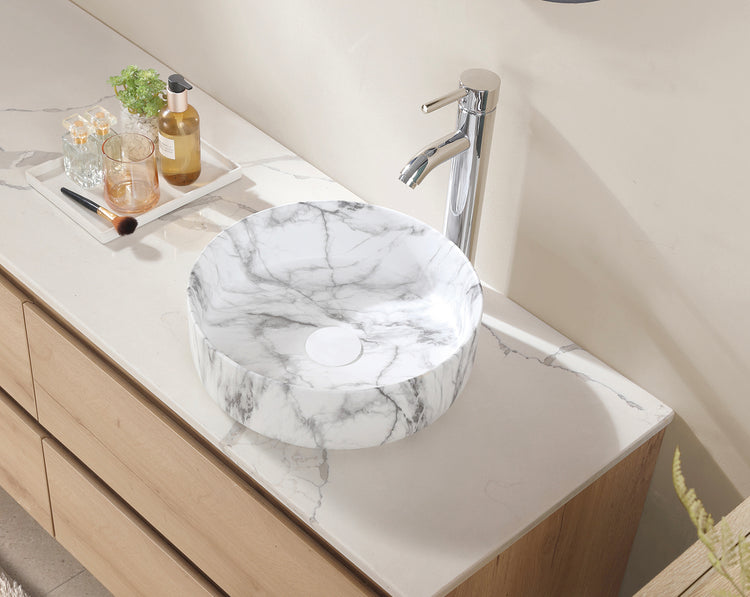 BhD 7055 DALLAS Lavabo Circular Sobre Encimera Mármol Gris