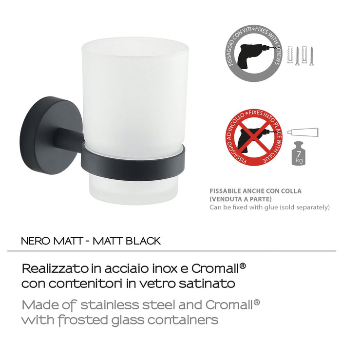 GEDY 23101400200 EROS Portacepillos Negro Mat