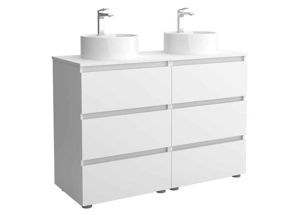 SALGAR BEQUIA Mueble 3C Lavabo sobre encimera 120 cm Blanco Mate