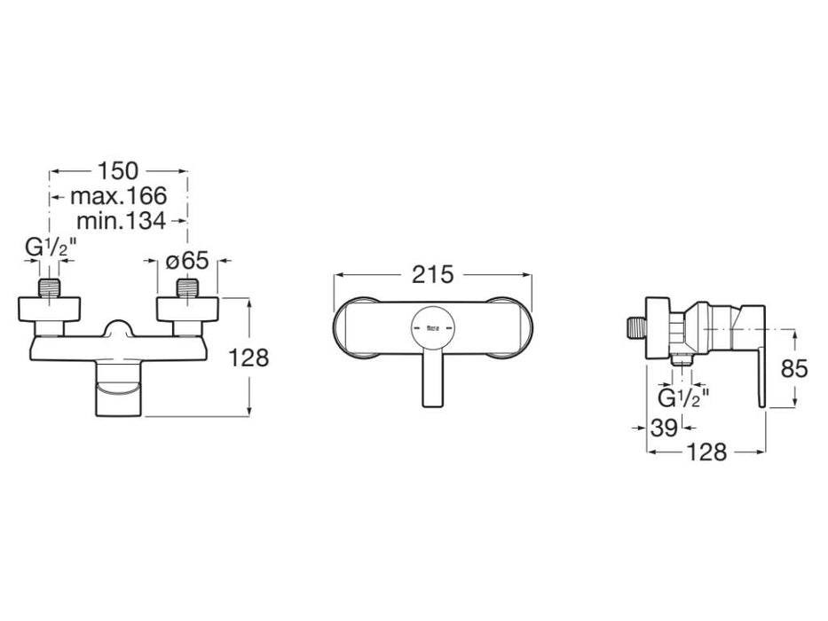 ROCA A5A215FB00 TARGA Grifo Monomando Ducha Blanco Mate