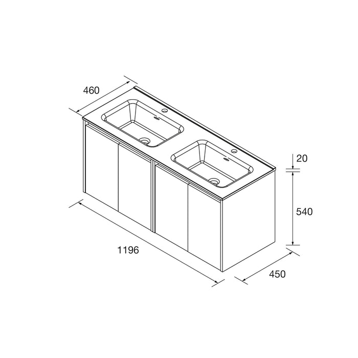 SALGAR 105087 NOJA Bathroom Cabinet with Sink 4 Doors 120 cm Matte White Color