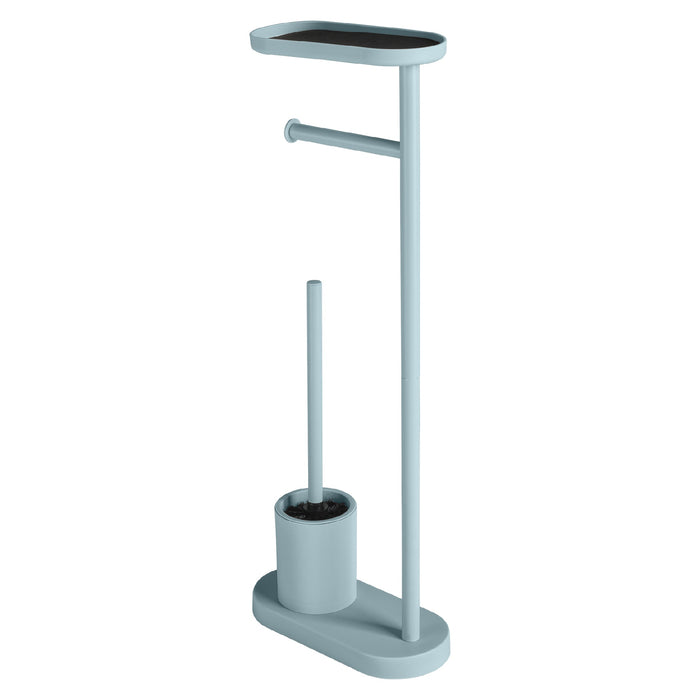 GEDY 30321100000 ELIOS Columna de pie con portarrollos, escobillero y repisa azul mate