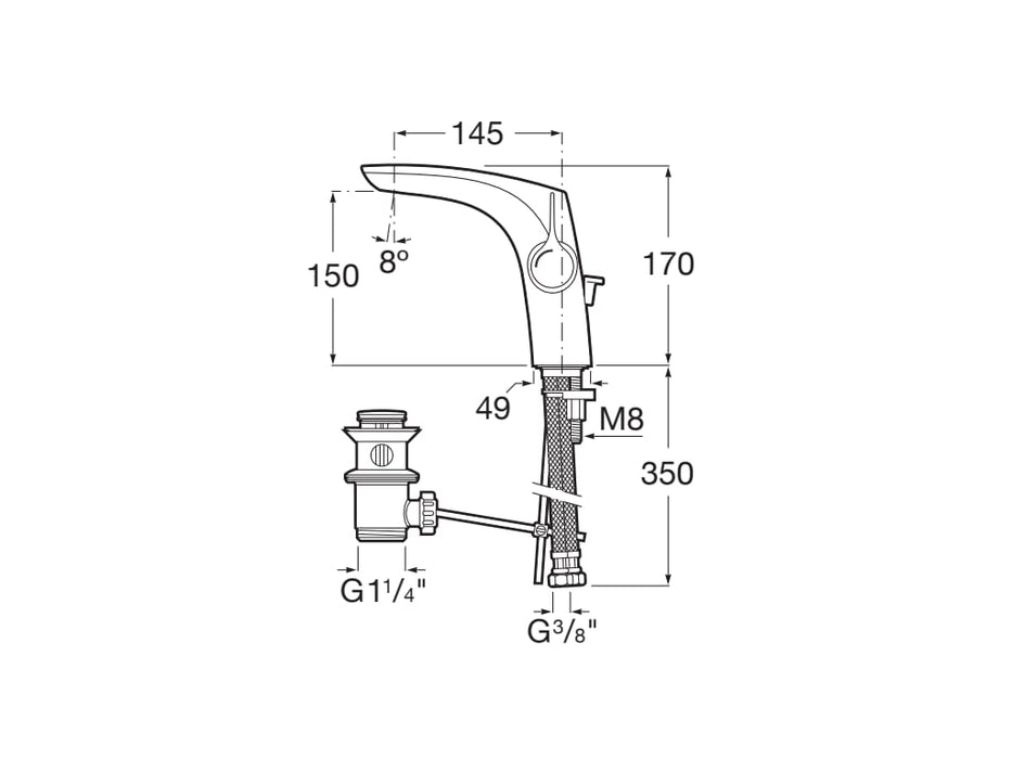 ROCA A5A333AC00 INSIGNIA Grifo Monomando Lavabo con Desagüe Automático Cold Start Cromo