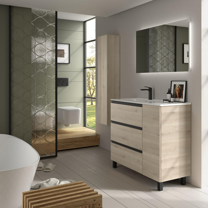 SALGAR 117552 BEQUIA PLUS METAL Mueble de Baño 1 poza Porcelana 110cm Natural