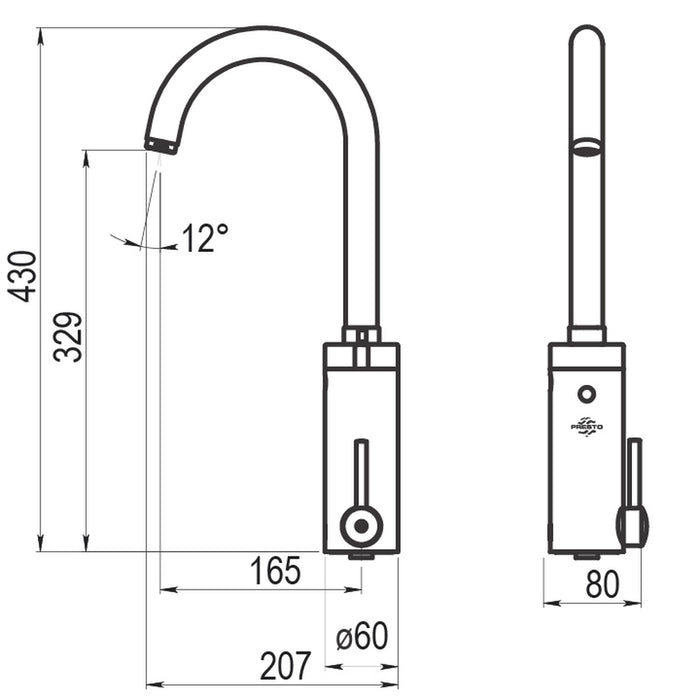 PRESTO 79330 Theo Elec cocina caño curvo Cromo
